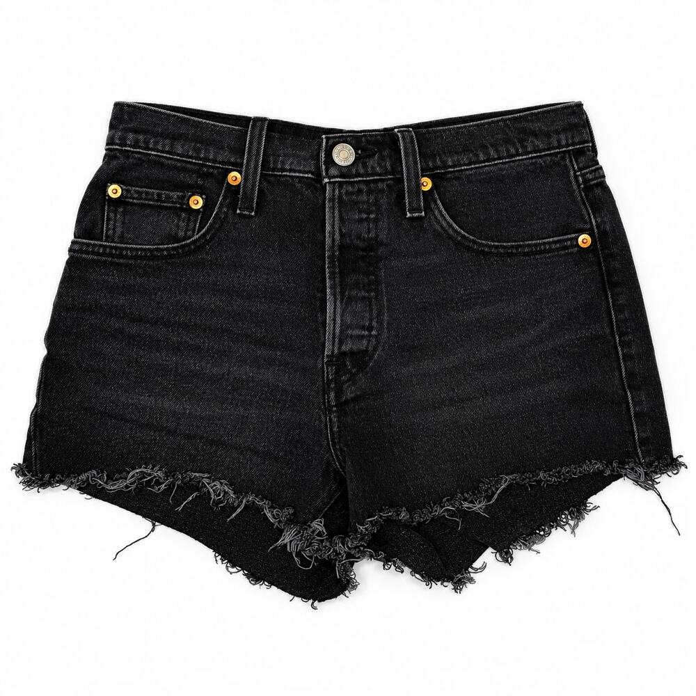 Levi’s 501 Original High Rise Black Denim Cutoff Shorts W27 Frayed Hem